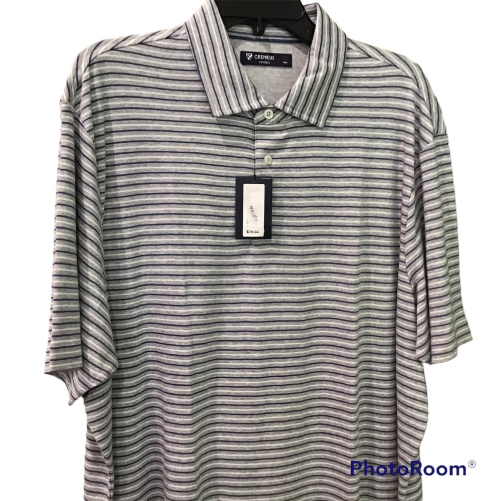 Cremieux NWT $79.50 Shirt XL Gray Blue White Stripe Polo NWT by Cremieux